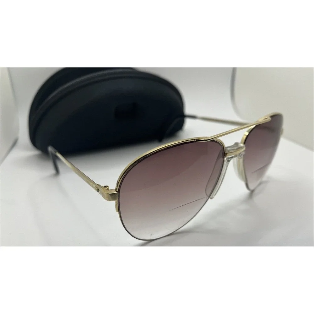 Personal‎ Optics Sunglasses Taiwan Eyeglass Frames Gold Brown Aviator with Case